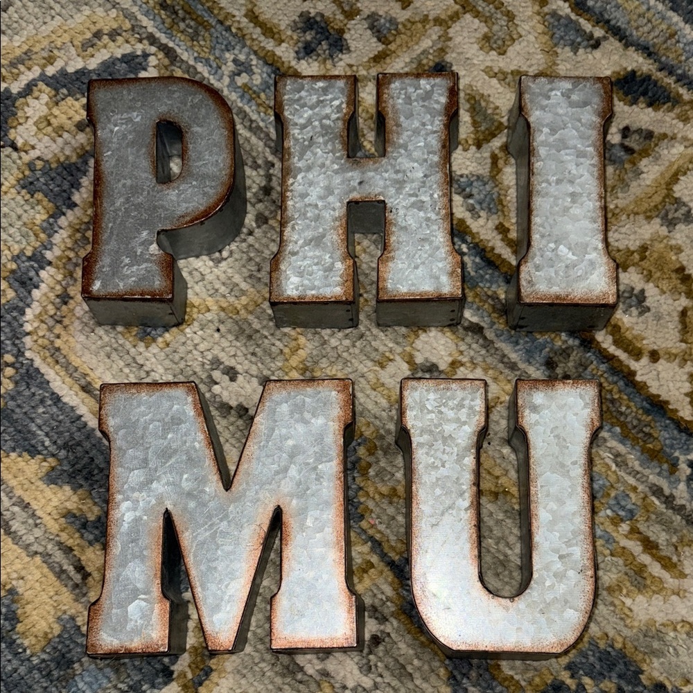 Hobby Lobby Galvanized Metal Letters - Silver and Brown